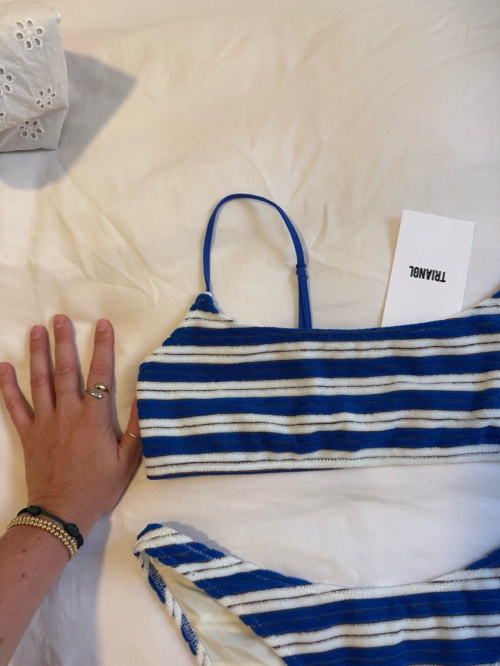 triangl swimwear Blue and White Striped Bikini Set - Picture 3 of 8